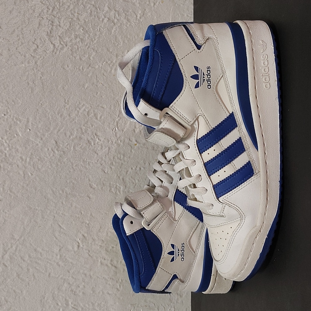 Adidas Originals Men's Forum Mid Sneaker White/ Royal Blue Size men 8 or women 9 - Picture 13 of 14